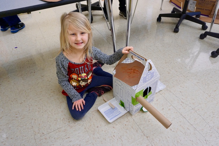 This GMS student created a home for her favorite character, Hedwig, the owl in the Harry Potter series. The home featured a perch, an egg carton for all of Hedwig's baby owls, feeding station, and water collection basin.
